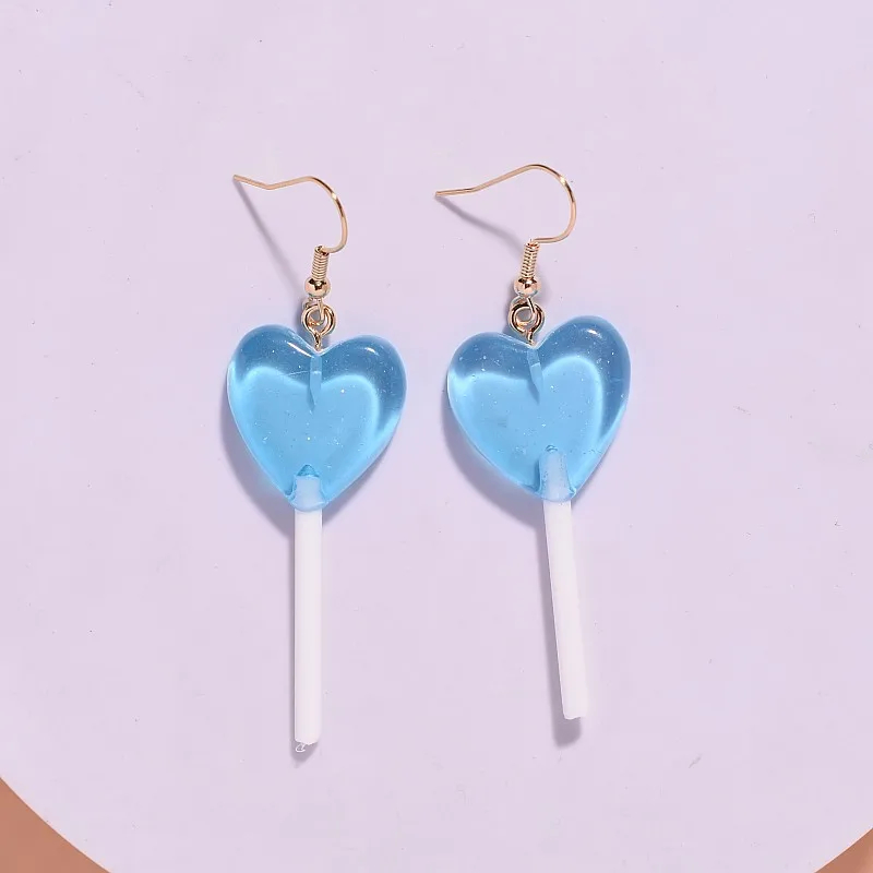 Heart Shaped Lollipop Dangly Earrings