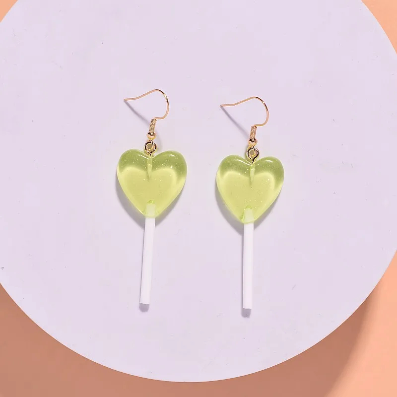 Heart Shaped Lollipop Dangly Earrings