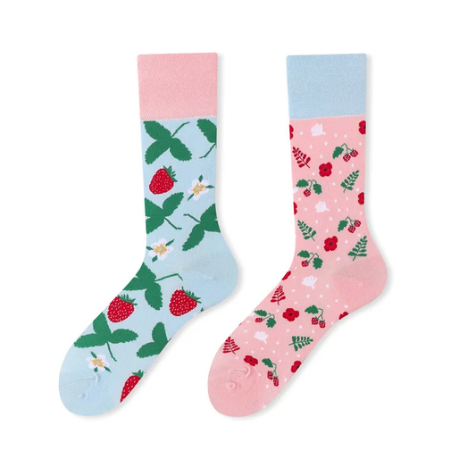 Strawberry Mismatched Crew Socks