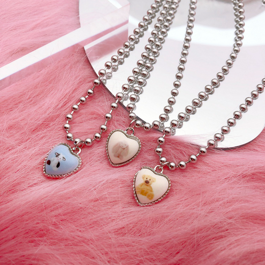 Stuffed Animal Heart Necklace (3 Designs)