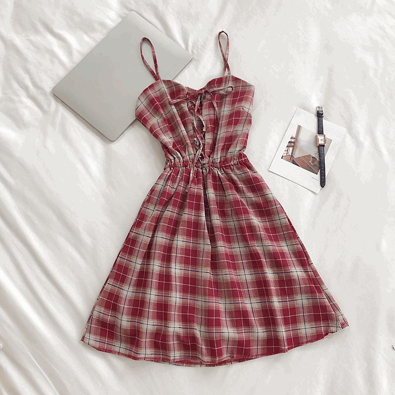 90s Check Pattern Dress (5 Colours) – Ice Cream Cake