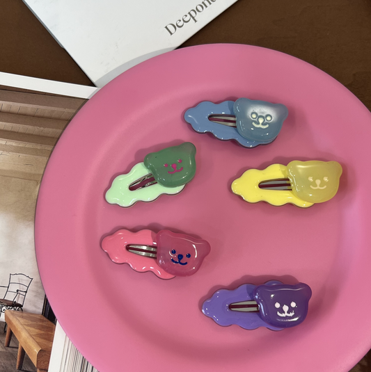 Macaron Gummy Bear Hair Clips, Set of Two (5 Colours)