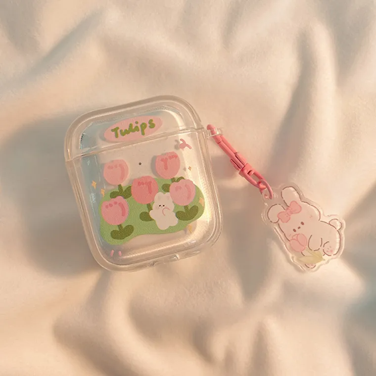 Tulips Bunny AirPods Charger Case Cover