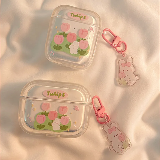 Tulips Bunny AirPods Charger Case Cover