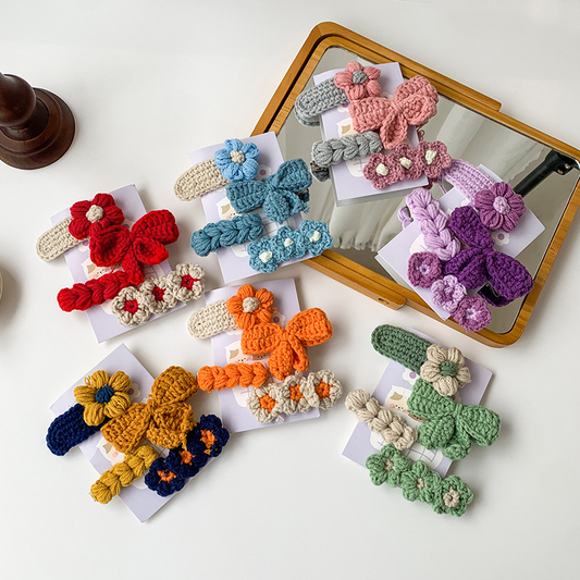 Set of 4 Crochet Cottagecore Hair Clips (7 Colours)