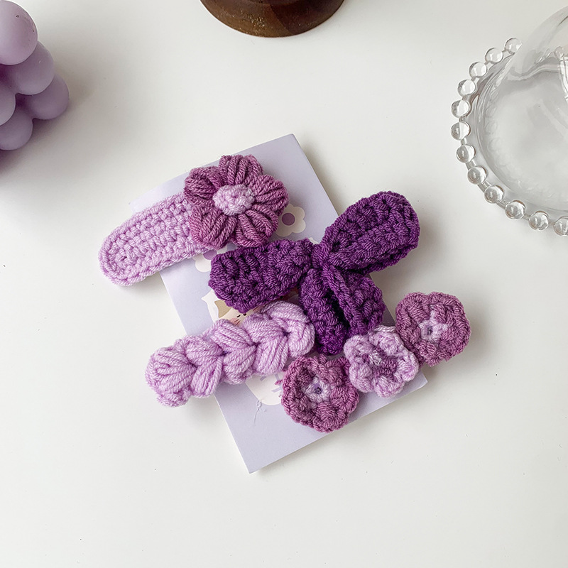 Set of 4 Crochet Cottagecore Hair Clips (7 Colours)