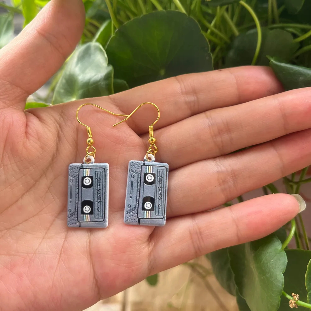 Dangly Retro Cassette Tape Earrings