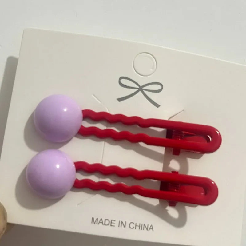 2Pcs/Set Simple Hair Clips For Girls Cute Hair Barrettes Baby Hairpins Kids Headwear Clips For Hair Bobby Pins Hair Accessories - Ice Cream Cake