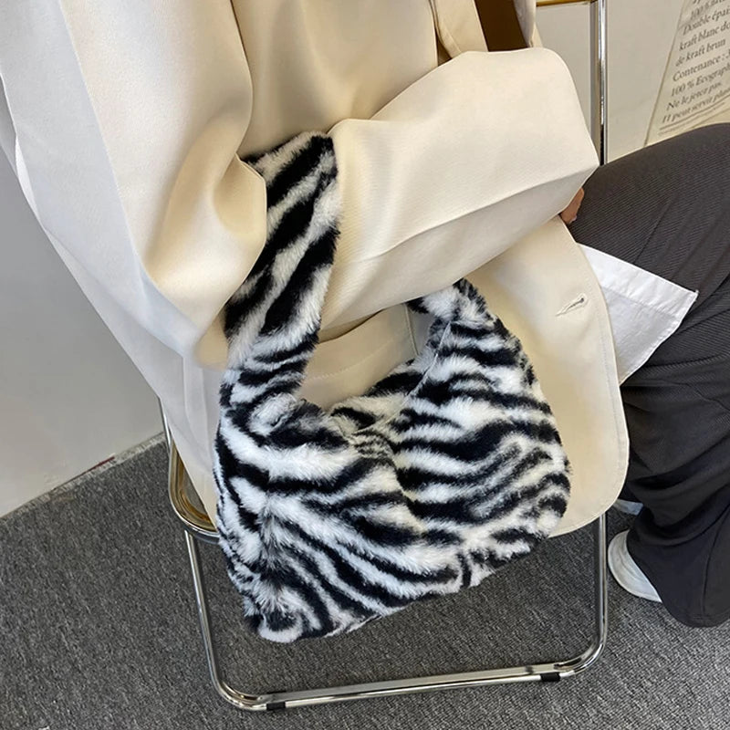 Faux Fur Animal Pattern Purse