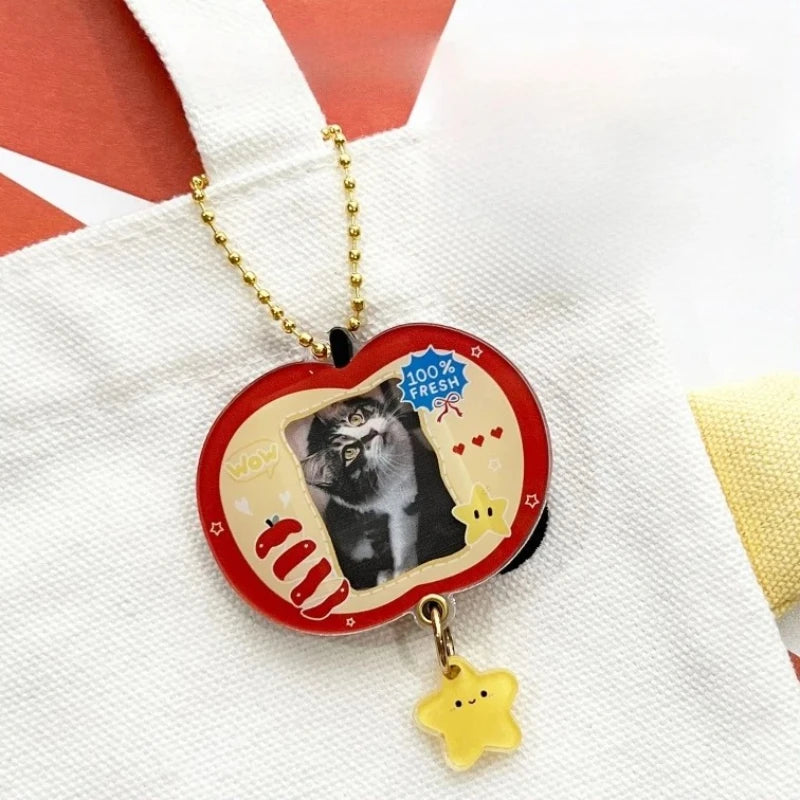 Apple Shaped Mini Photo Frame Keychain