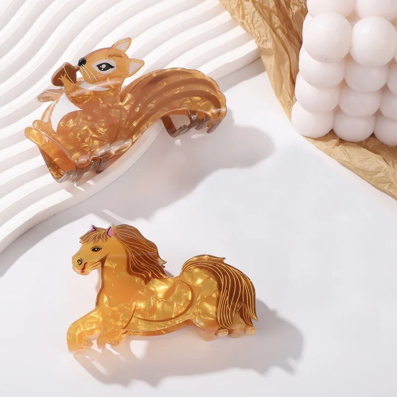 Autumn Friends Glossy Acrylic Hair Claw Clip