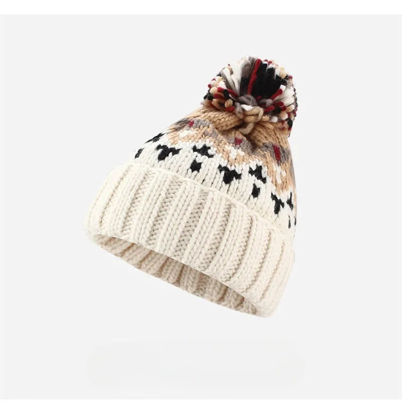 Nordic Knit Pom Pom Beanie Hat