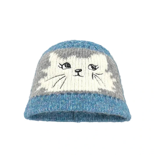 Knitted Kitty Cat Bucket Hat