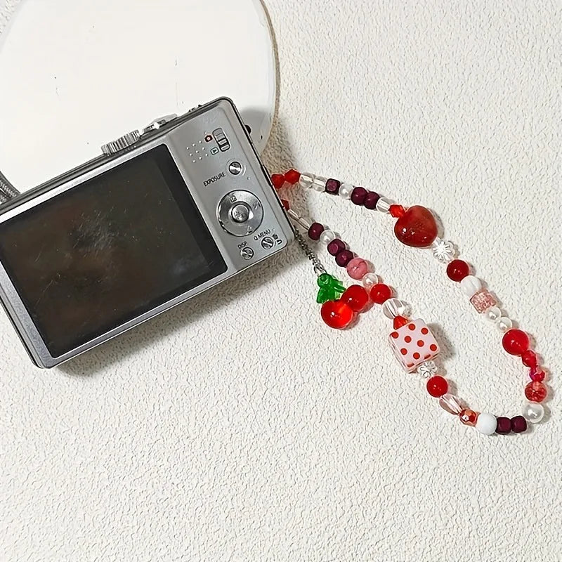 Korean Fashion Creative Cherry Pendant Mobile Phone Lanyard Anti-drop Anti Lost Mobile Phone Chain Multipurpose Hand Wrist Strap - Ice Cream Cake