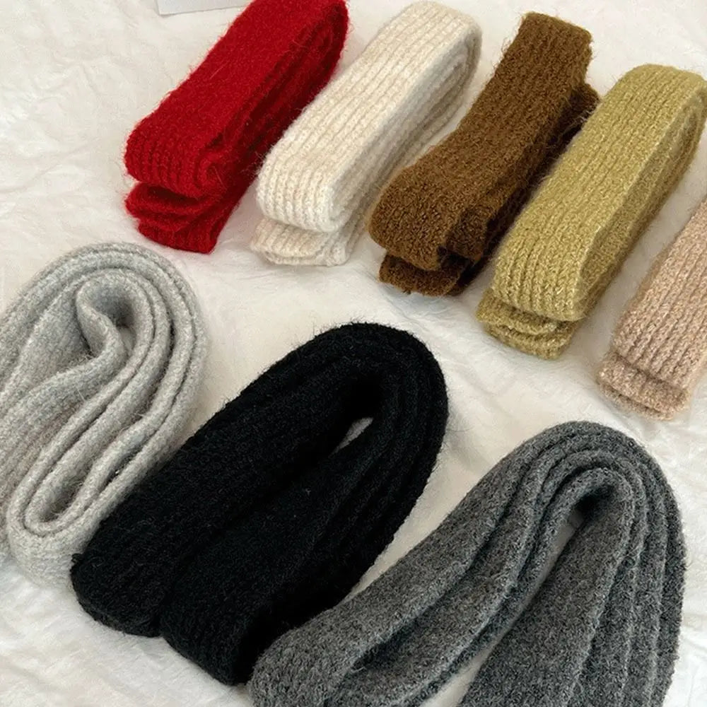 Imitation Wool Women's Long Scarf Knitted Narrow Design Y2K Girl Scarf Decorative Neckerchief Skinny Scarf Streetwear - Ice Cream Cake