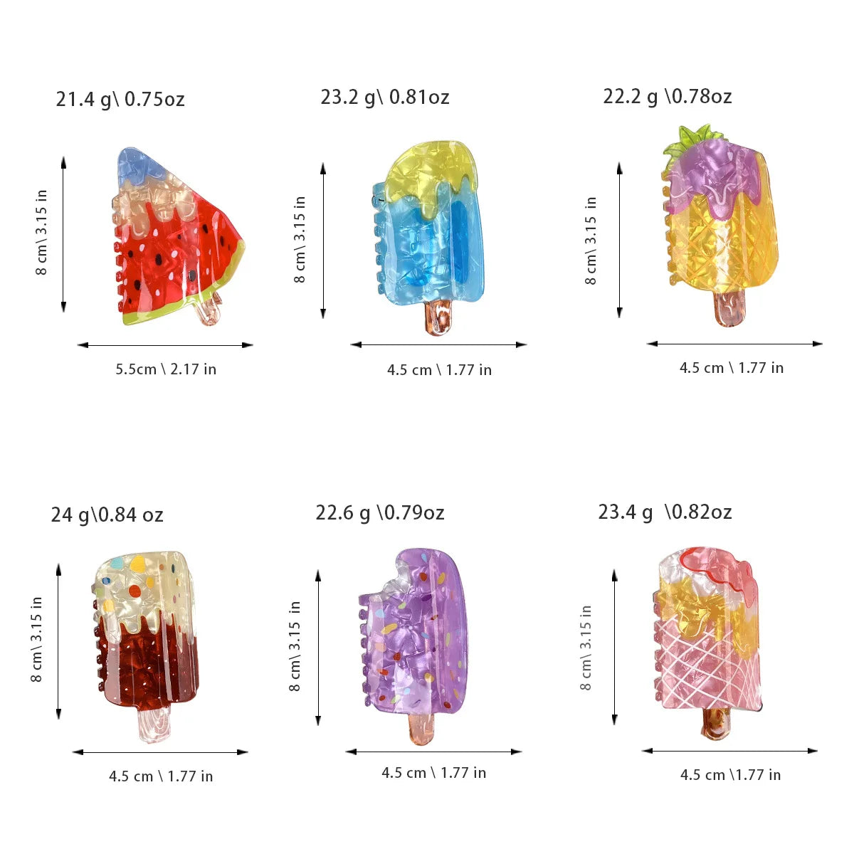Creative Vacation Watermelon Ice Cream Hair Clip Summer Cartoon Chocolate Ice Cream Shark Clip Half-up Hair Accessory for Women - Ice Cream Cake