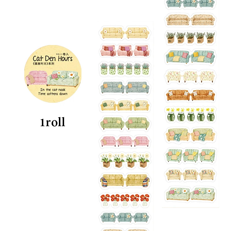 Mr.Paper 200cm/Roll Cat House Time Series Die-Cut Washi Tape Kawaii Cat & Bakery Decor for Journal Scrapbook DIY PhoneCase Decor - Ice Cream Cake