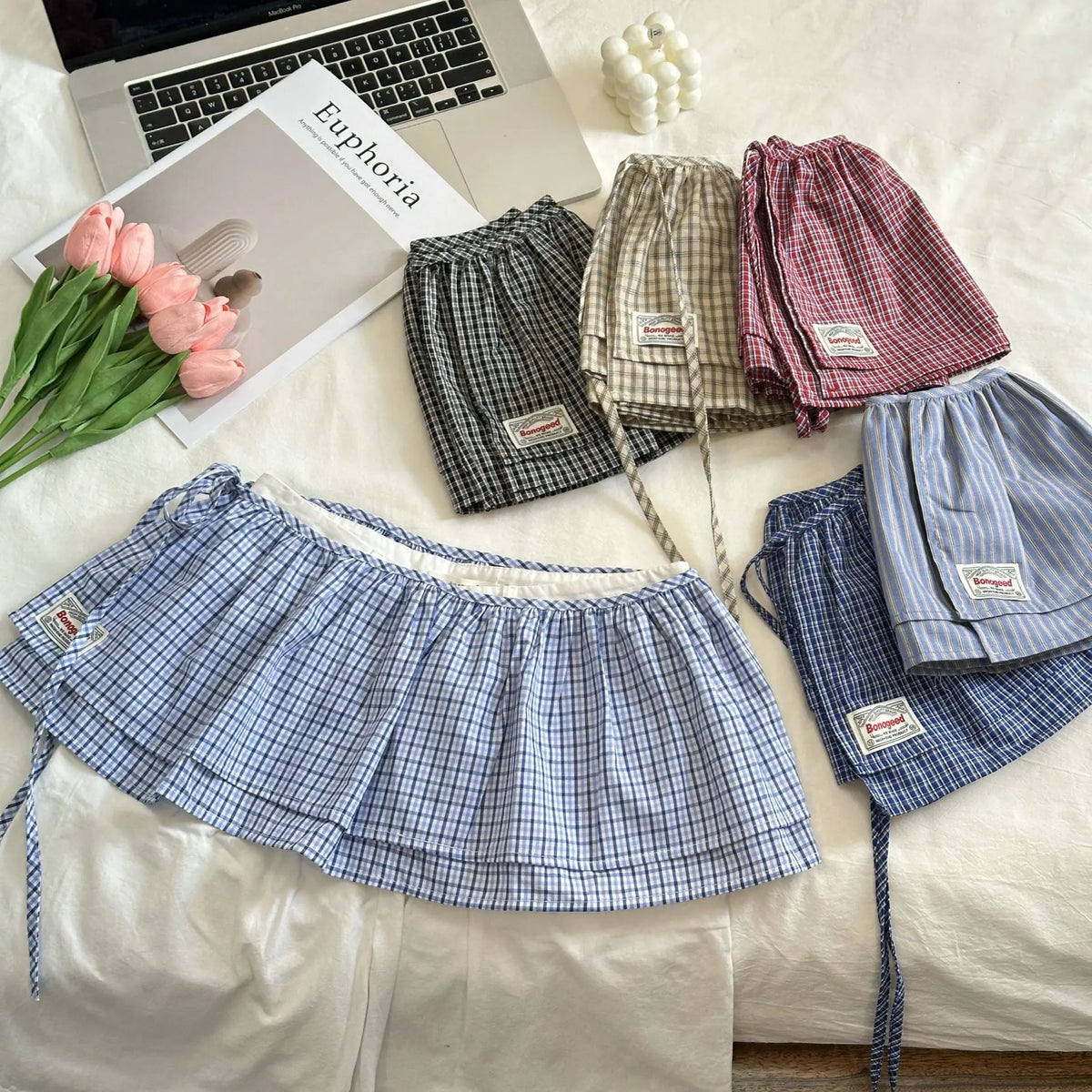 Mini Layered Gingham Wrap Skirt - Ice Cream Cake