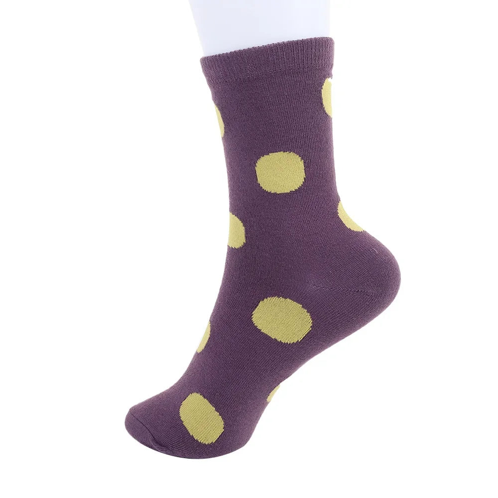 5 Pairs Comfort Rainbow Polka Dot Socks Casual Japanese Dot Sweat Retro Modern Women Mid tube Sweet Style Skin Friendly Sweat - Ice Cream Cake