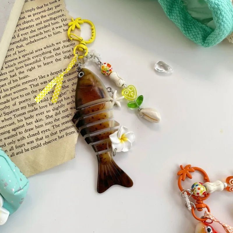 Funny Goldfish Series Resin Keychain Ocean Style Simulated Fish Keyrings For Bag Pendant Goldfish Keychains Wholesale Custom - Ice Cream Cake