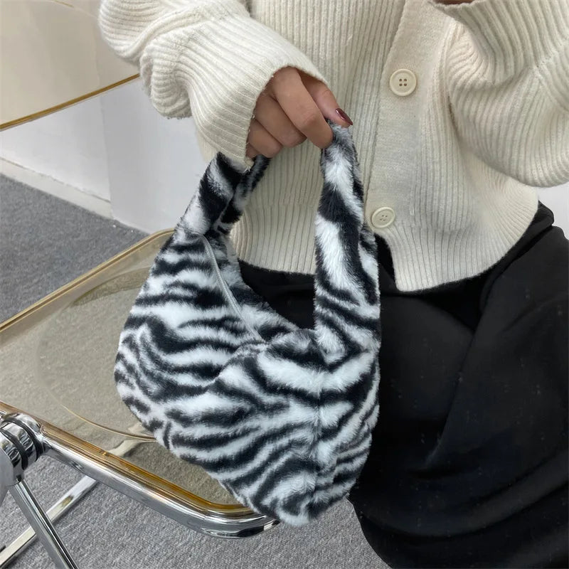 Faux Fur Animal Pattern Purse