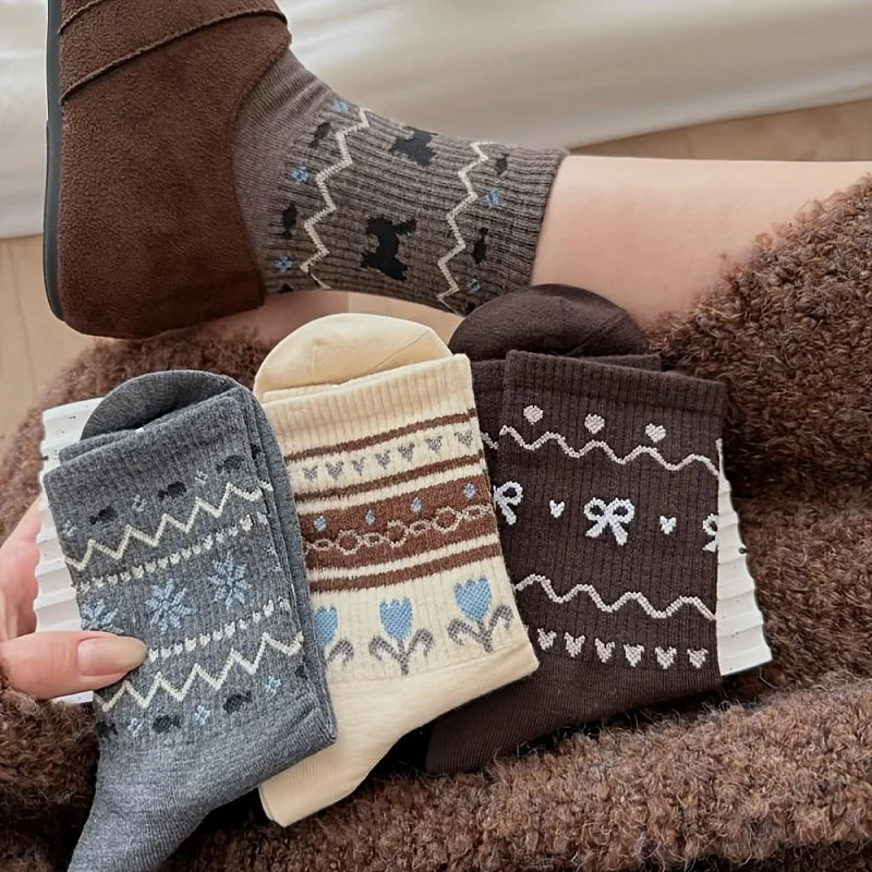 Nordic Motif Crew Sock Set of 4