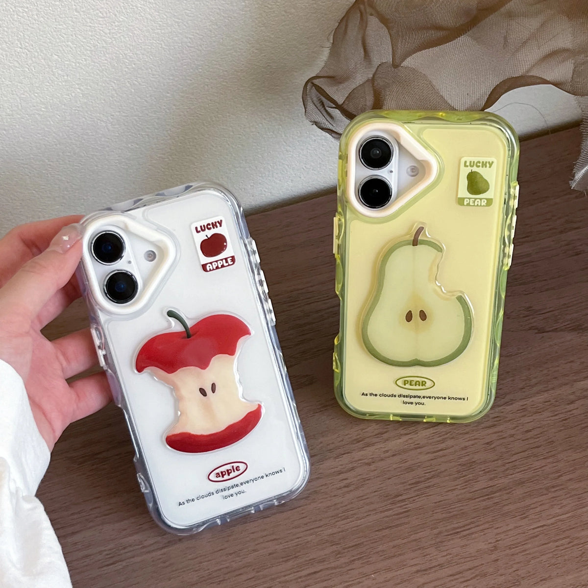 Korea Cute Unique 3D Apple Pear Clear Phone Case for IPhone 16 15 14 Pro Max Anti-Fall Shockproof Protective Soft Shell - Ice Cream Cake
