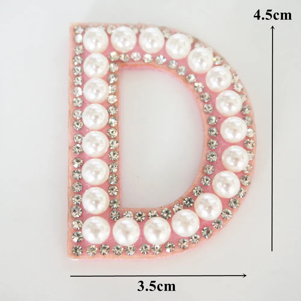 Pink A-Z Rhinestone Pearl Iron-On Patches - Ice Cream Cake