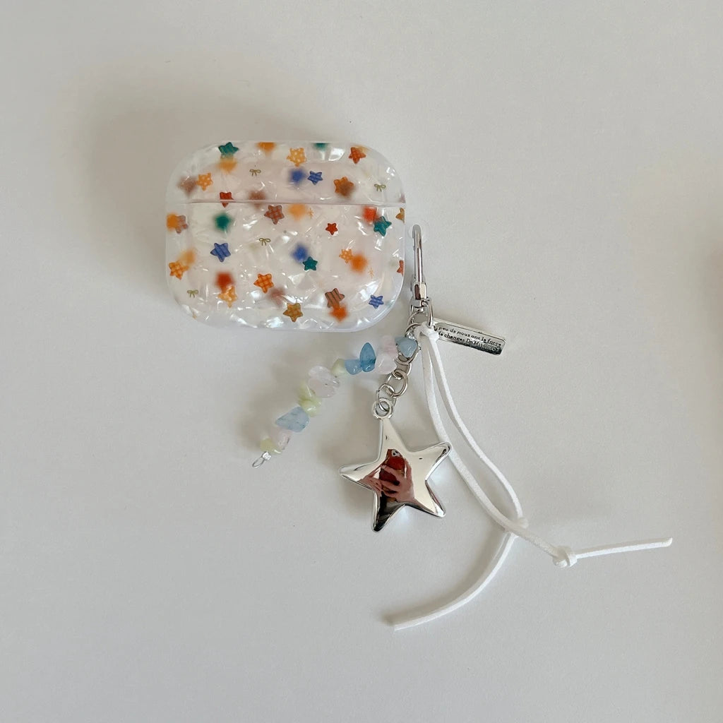Advanced Girl Series Shell Pattern Render Colorful Stars Pendant Case Cover for AirPods 1 or 2 3 4 AirPods Pro Pro 2 Pro 3 - Ice Cream Cake