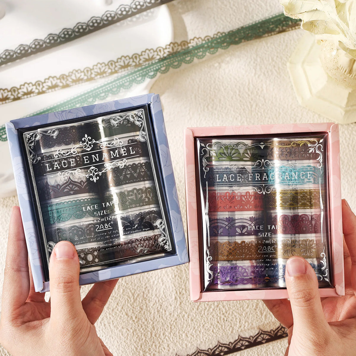 Lace Pattern Washi Tape Set (Set of 12 Rolls)