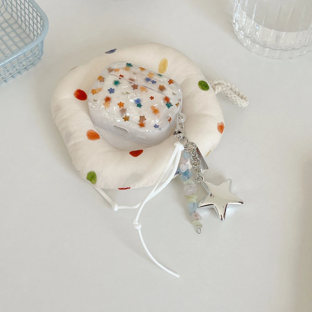 Advanced Girl Series Shell Pattern Render Colorful Stars Pendant Case Cover for AirPods 1 or 2 3 4 AirPods Pro Pro 2 Pro 3 - Ice Cream Cake