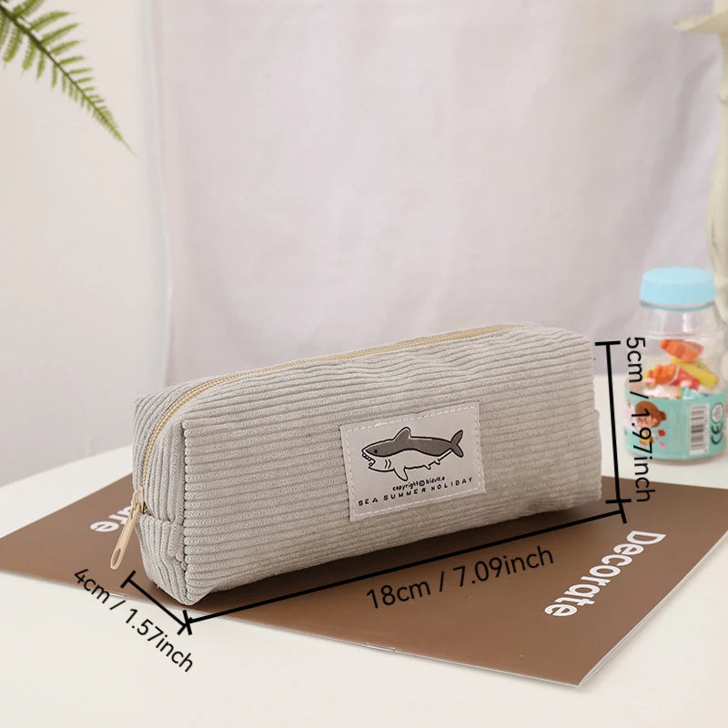 Cartoon Shark Large Capacity Pencil Case Stationery Storage Bag Office Supplies Cosmetic Brush Organizer Student Pen Pouch - Ice Cream Cake