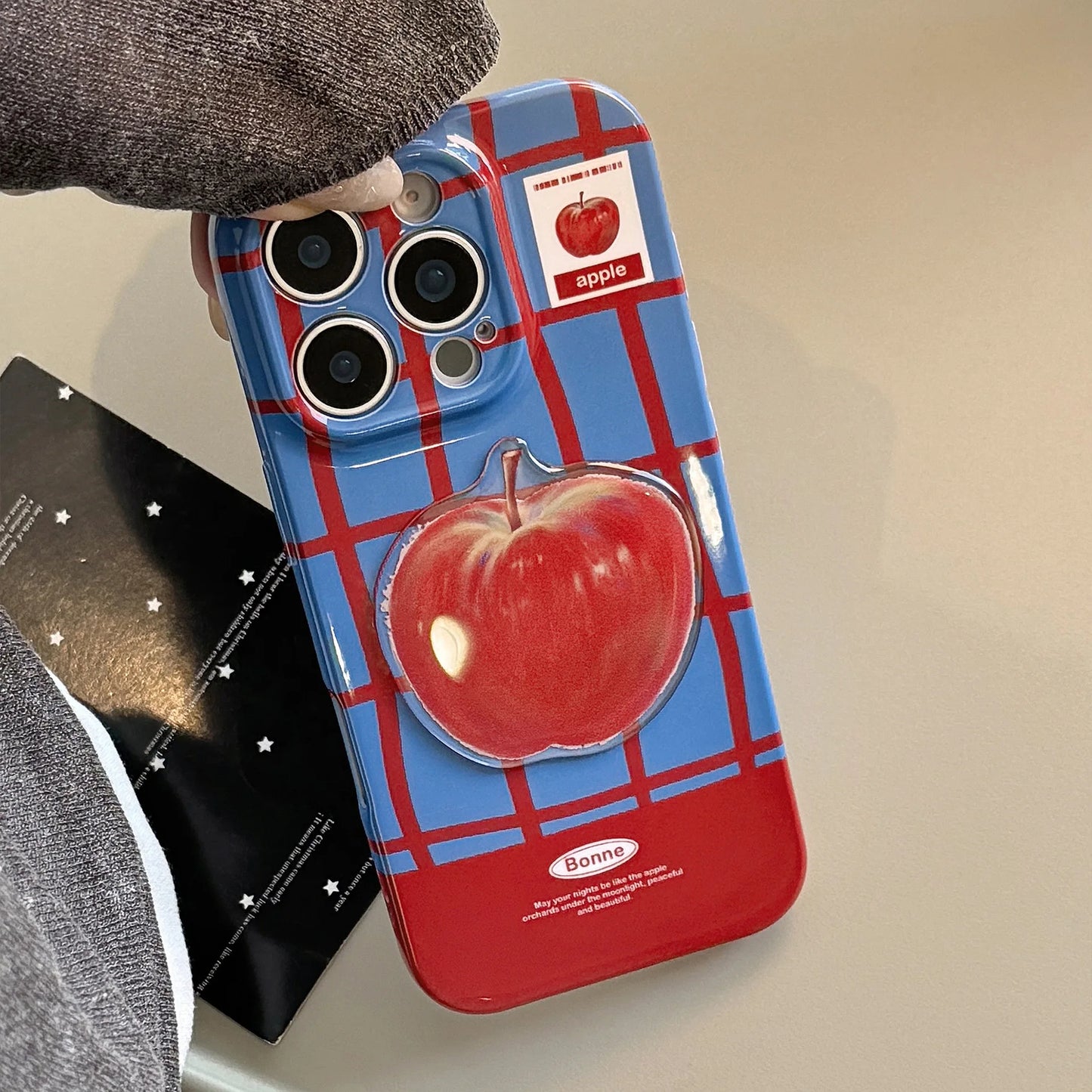 Korean Cute 3D Red Apple Lattice Phone Case With Chain For iPhone 17 16 15 14 13 12 11 Pro Max XS XR X 7 8 Plus Shockproof Cover - Ice Cream Cake