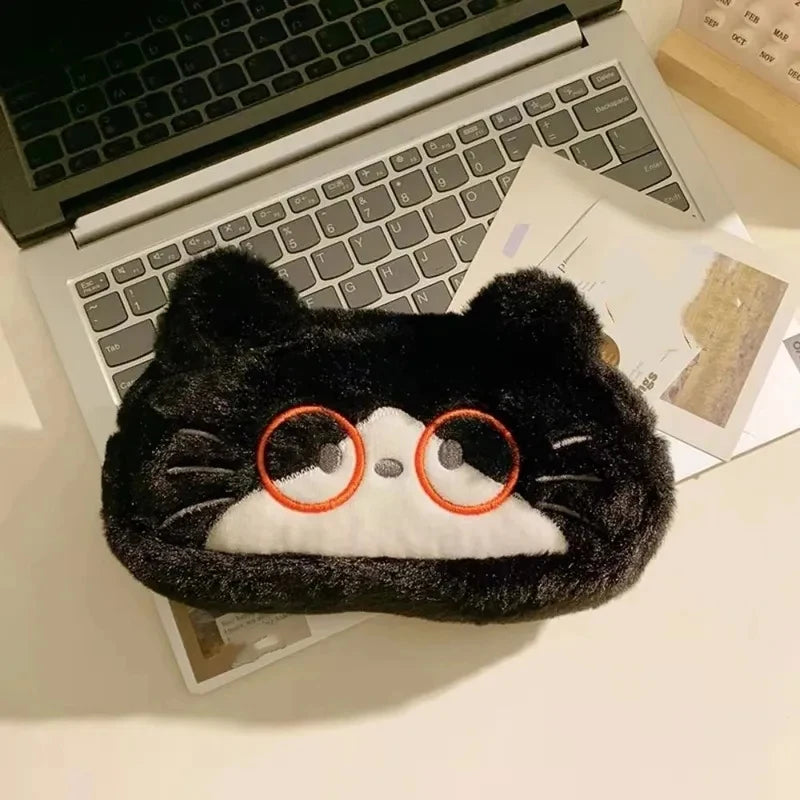 Kids Gift Funny Cat Cartoon Pencil Case Cute Kawaii Stationery Storage Bag Fluffy Large Capacity Cat Stationer Bag Student Use - Ice Cream Cake