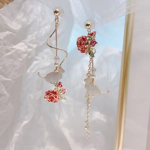 Korean Style Flower Cute Animal Dangle Earrings For Women Moon Stars Kitten Rabbit Balloon Asymmetric Earring Party Jewelry Gift - Ice Cream Cake