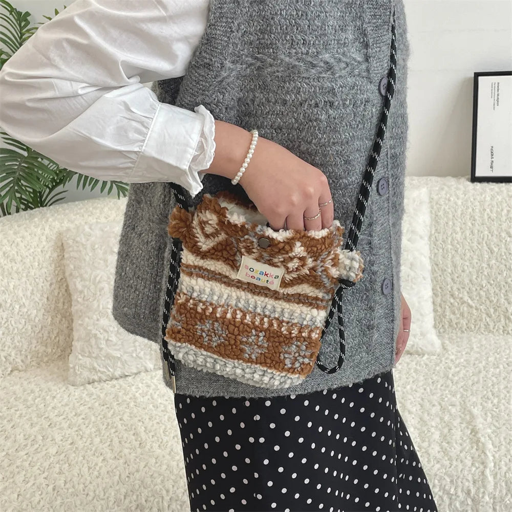 Teddy Fur Plush Pattern Shoulder Bag