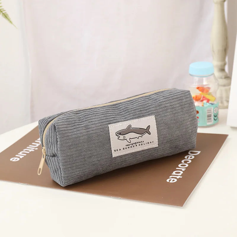 Cartoon Shark Large Capacity Pencil Case Stationery Storage Bag Office Supplies Cosmetic Brush Organizer Student Pen Pouch - Ice Cream Cake