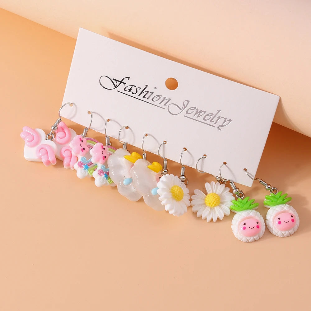 5 Pairs Cartoon Ice Cream Cookie Chocolate Donut Earrings for Women Girls 3D Food Dangle Earrings Kids Jewelry Gifts - Ice Cream Cake