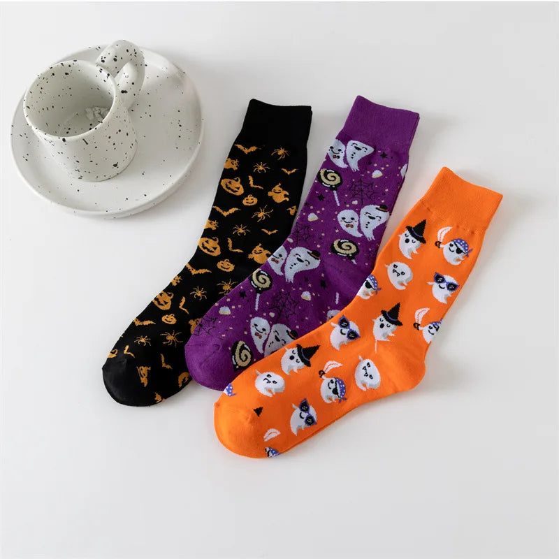 3 Pairs Of Fashionable And Unique Mid-calf Socks With Halloween Patterns,Suit For Men And Women Holiday Wearing - Ice Cream Cake