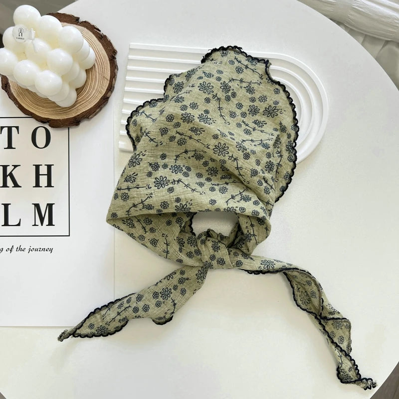 Floral Print Cottagecore Scarf - Ice Cream Cake