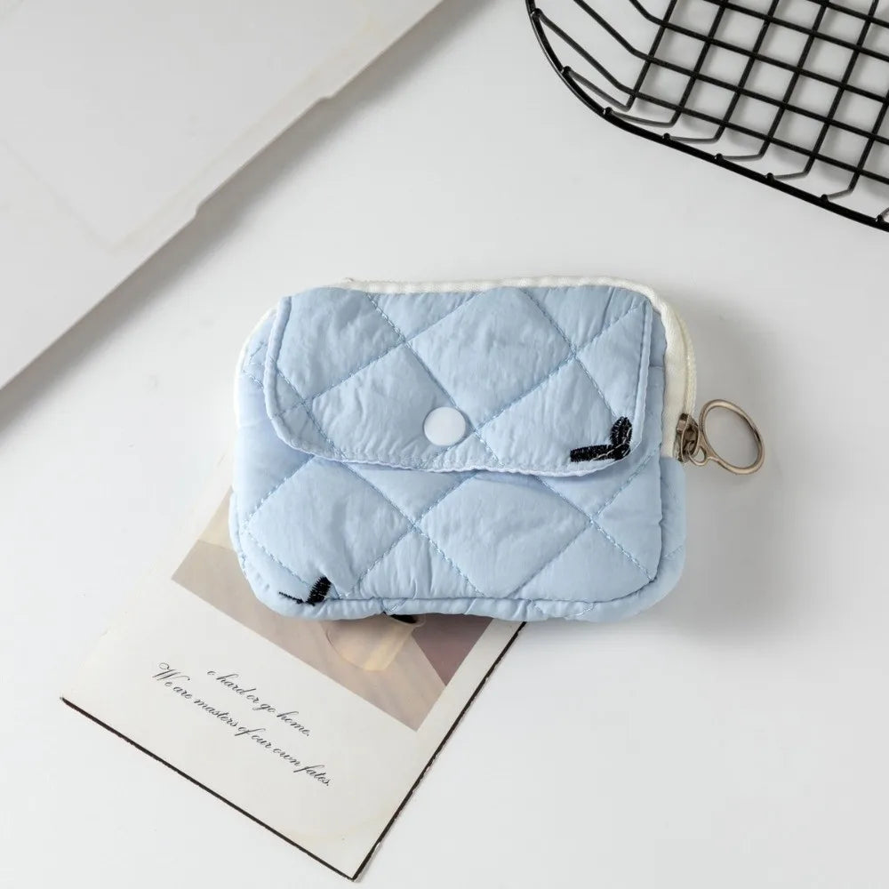 Quilted Pattern Zipper Pouch Keychain