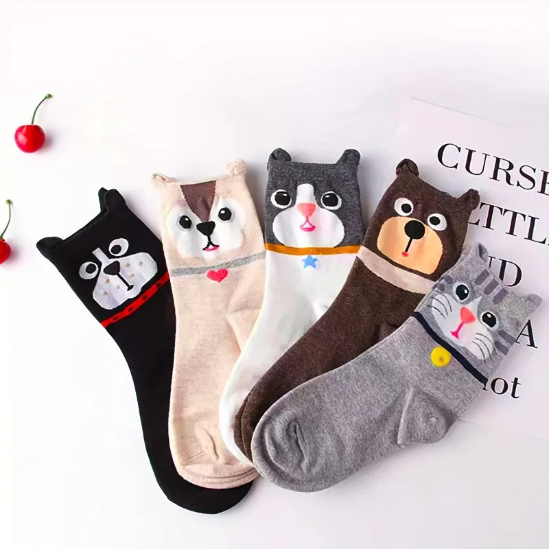 Funny Animal Crew Socks, Set of 5