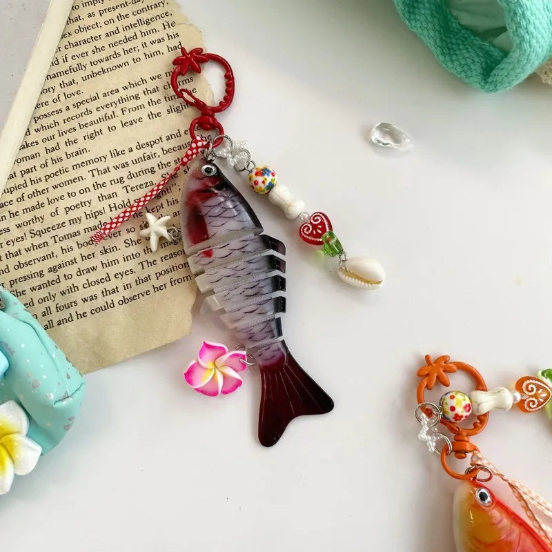 Funny Goldfish Series Resin Keychain Ocean Style Simulated Fish Keyrings For Bag Pendant Goldfish Keychains Wholesale Custom - Ice Cream Cake