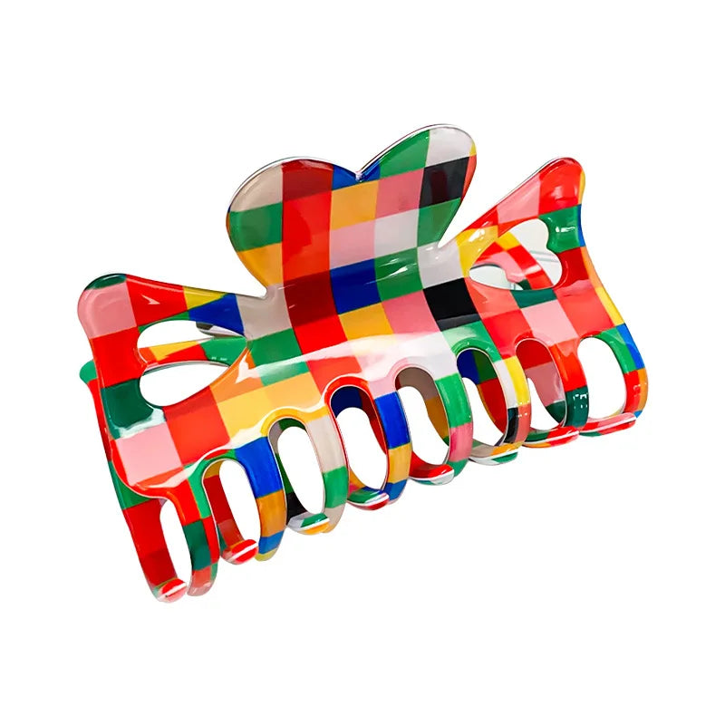 Multicolour Checkered Hair Claw - Ice Cream Cake