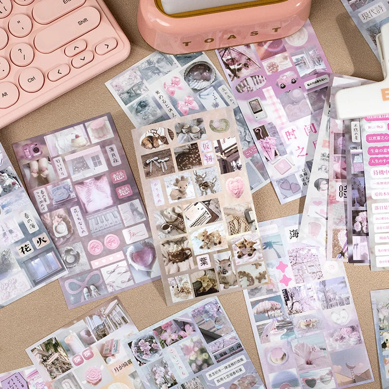 20sheets Kawaii Ins Japanese Korean Aesthetic Stationery Stickers Creative Collage Junk Journal Planner Handbook DIY Scrapbook - Ice Cream Cake