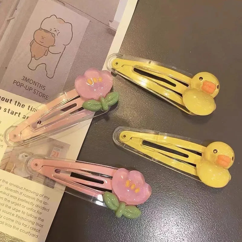 Rubber Duckie/Pink Tulip Hair Clip Sets