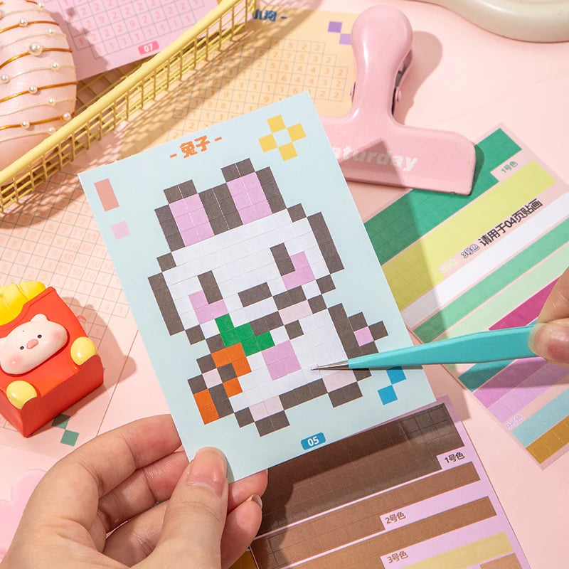 Colour By Numbers Pixel Sticker Book (4 Designs) - Ice Cream Cake