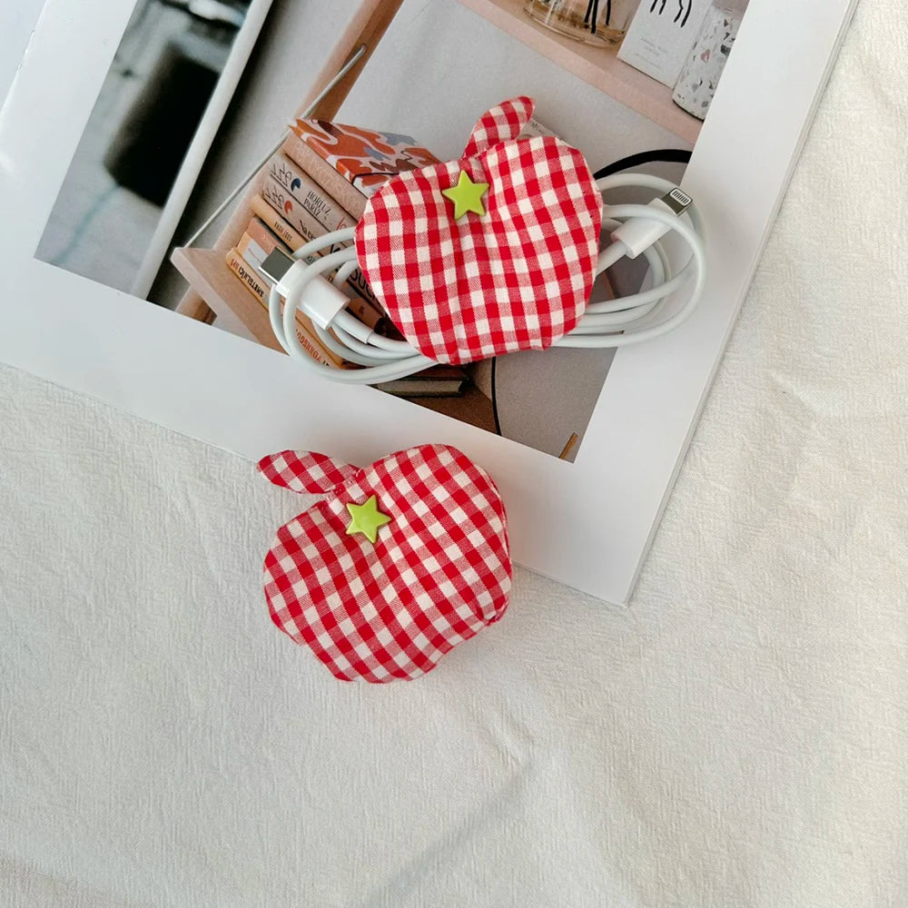 Gingham Apple Wire Tidy