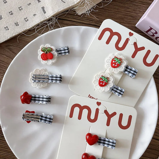 Cottagecore Fruit and Star Hair Clip Set - Ice Cream Cake