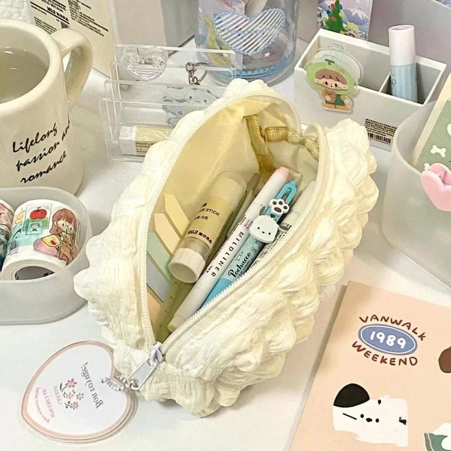Portable Pen Holder for Students Zipper Stationery Storage Bags Pen Pouch for Primary and Secondary School Students - Ice Cream Cake
